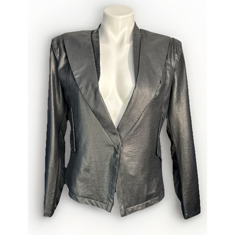 NWT Comme Crop Jacket Metallic Faux Snake‎ Black Medium